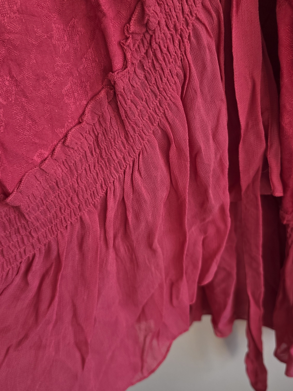 April Cornell Wrap Boho Sheer Ruffle Rayon Midi Dress Damask Woven Rayon Medium - Picture 7 of 14